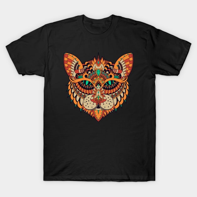 Cat Face - Mandala T-Shirt by dorothytoddie